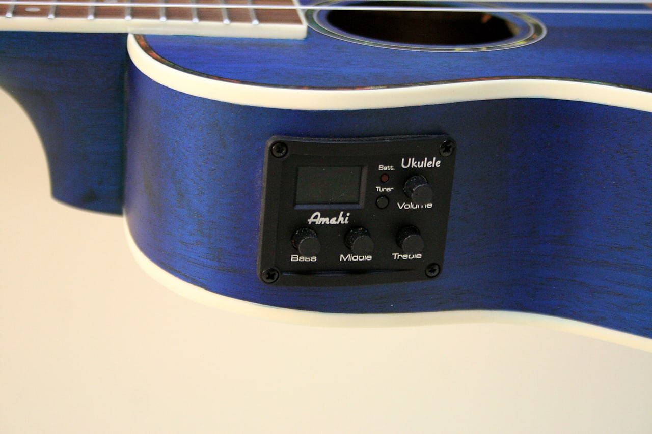Amahi UK 205EQ, Dark Blue Mahogany Ukulele - Concert Size with Gig Bag