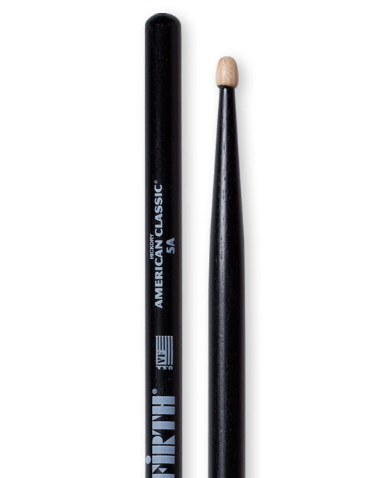 Vic Firth American Classic® 5A Drum Sticks, Black, Hickory, Wood Tip