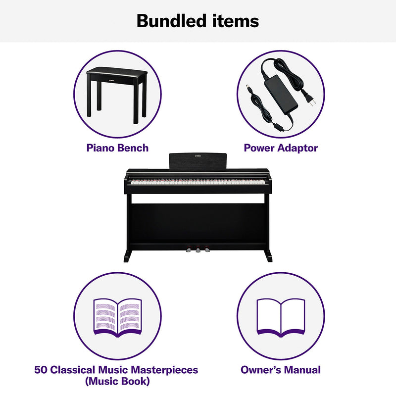 Yamaha ARIUS YDP-145WH, 88 Keys, Digital Piano, White, Action Hammered Keys, Weighted Keys w/Bench