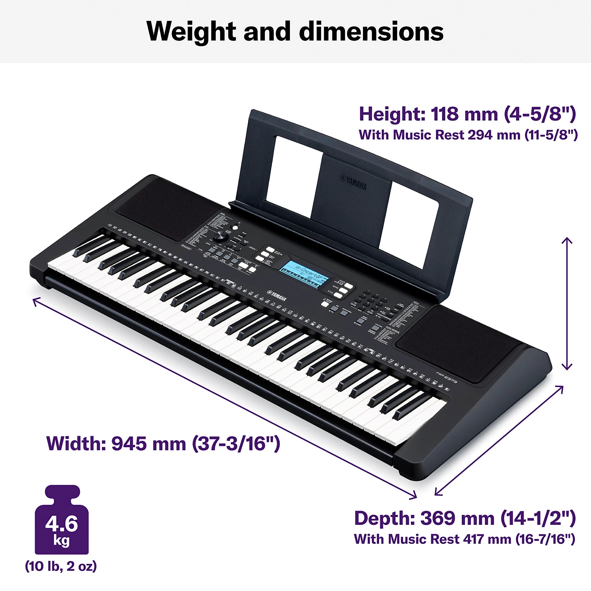 Yamaha, 61-Key PSR-E373 Portable Keyboard Power Adapter Included