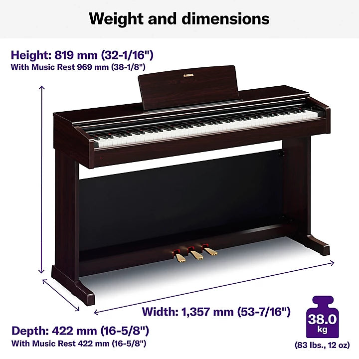 Yamaha ARIUS YDP-144R, 88 Keys Digital Piano, Rosewood, Action Hammers, Weighted Keyboard