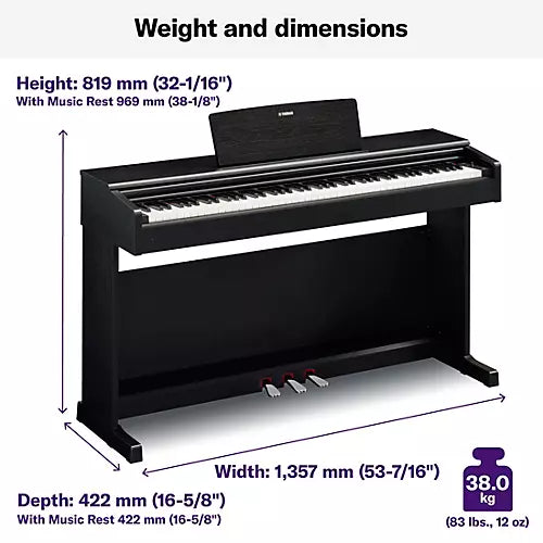Yamaha ARIUS YDP-145B, 88 Keys, Digital Piano, Black Walnut, Action Hammered Keys, Weighted Keys w/Bench