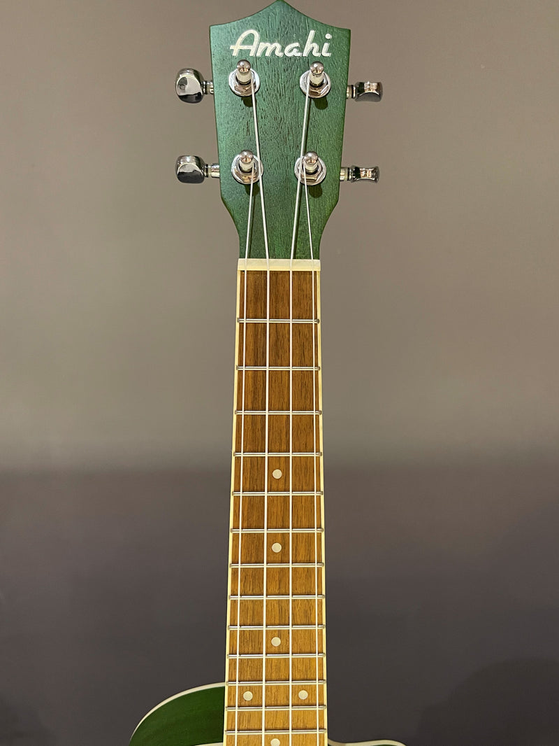 Amahi UK 205EQ, Emerald Green Mahogany Ukulele - Concert Size with Gig Bag