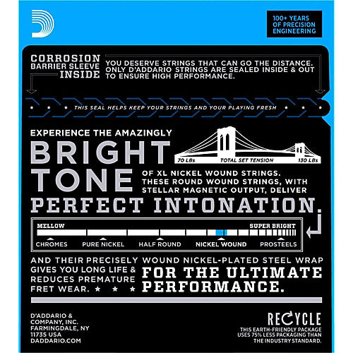 D'Addario EXL120 Nickel Wound Electric Guitar Strings - .009-.042 Super Light