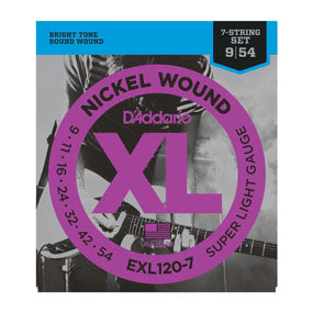 D'Addario EXL120-7, Nickel Wound, Electric Guitar 7-Strings, Super Light, 09-54