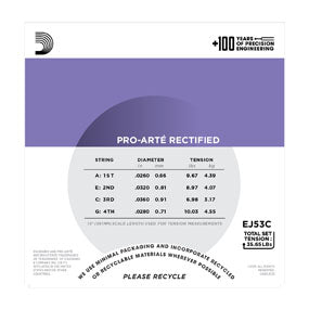 D'Addario EJ53C Pro-Arté Rectified Ukulele Strings, Concert