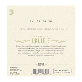 D'Addario  EJ65S  Pro-Arté Custom Extruded Ukulele Strings, Soprano