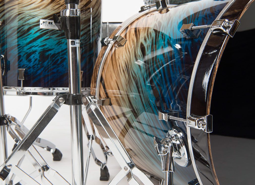 OUT-OF-STOCK. Pork Pie Drum Kit, USA Custom Series, 100 % Birch Shells, Blue Fade Dip - 4 Pieces inc. Snare