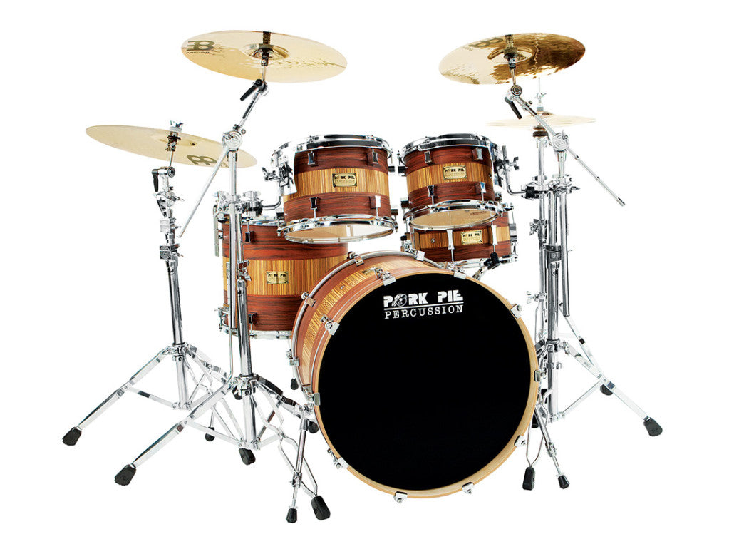 OUT-OF-STOCK, Pork Pie Drum Kit, USA Custom, 5 Pieces, Rosewood Zebrawood-snare included w/hard shell gator case