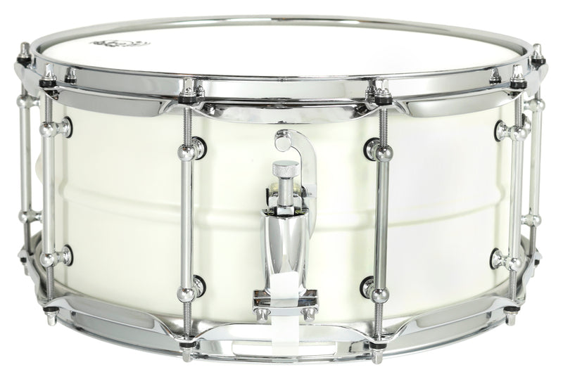 Pork Pie Snare  6.5"x14", Chrome Plated Brass Shell, Olympic White w/padded bag