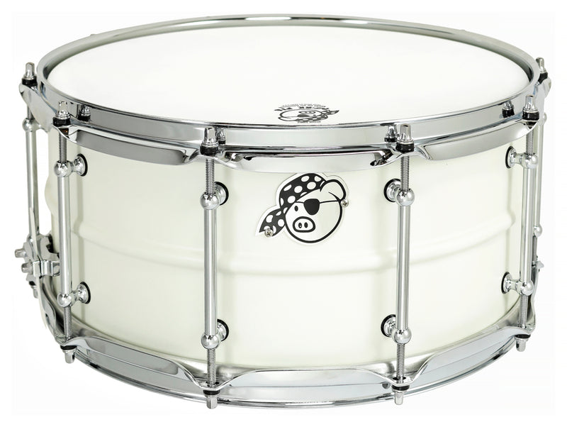 Pork Pie Snare  6.5"x14", Chrome Plated Brass Shell, Olympic White w/padded bag