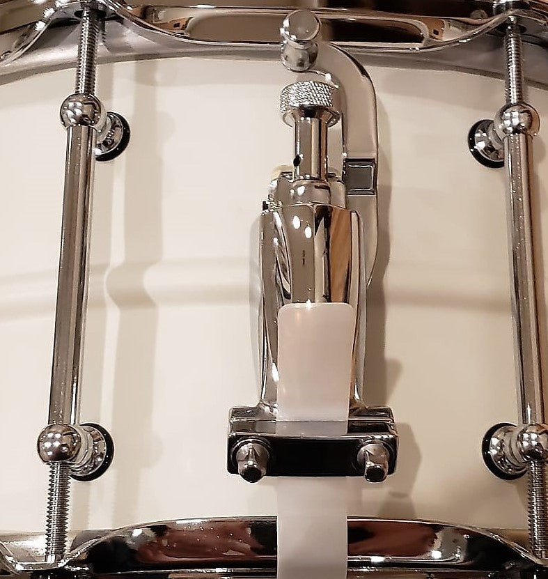 Pork Pie Snare  6.5"x14", Chrome Plated Brass Shell, Olympic White w/padded bag
