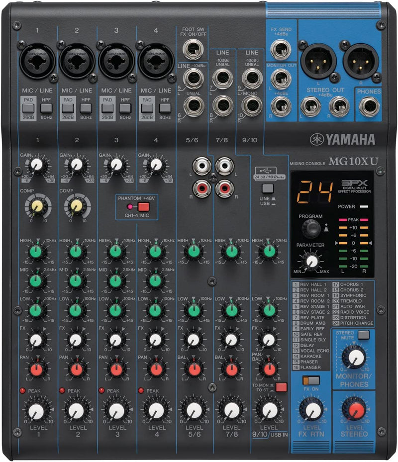 Analog Mixer, Yamaha MG10XU 10 Channel Mixer with USB and FX
