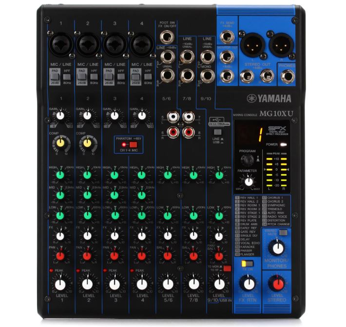 Analog Mixer, Yamaha MG10XU 10 Channel Mixer with USB and FX