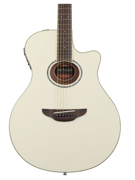 Yamaha APX600 Acoustic/Electric Guitar, Thin-line Cutaway - Vintage White