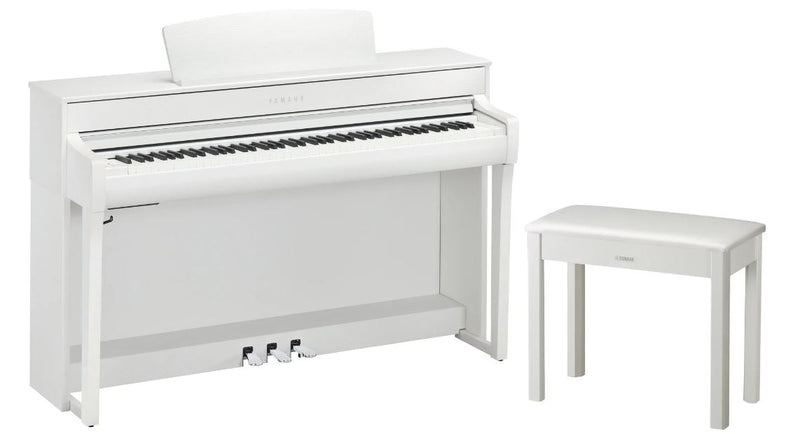 Yamaha CLP-745WH Clavinova Digital Upright Piano, White, w/Bench